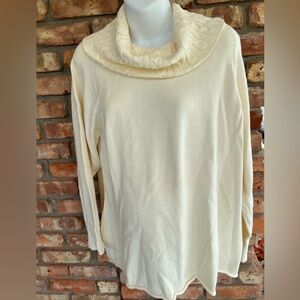 Coldwater Creek cowl neck ivory cable knit at cowl & wrist. Size 2X. Like new.